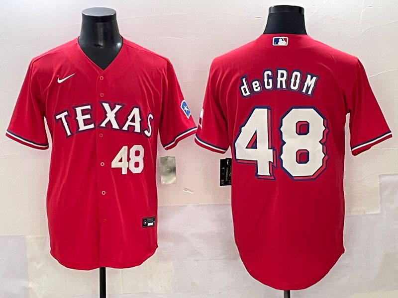 Men 2025 Texas Rangers #48 Degrom Red Game Nike MLB Jersey style 6